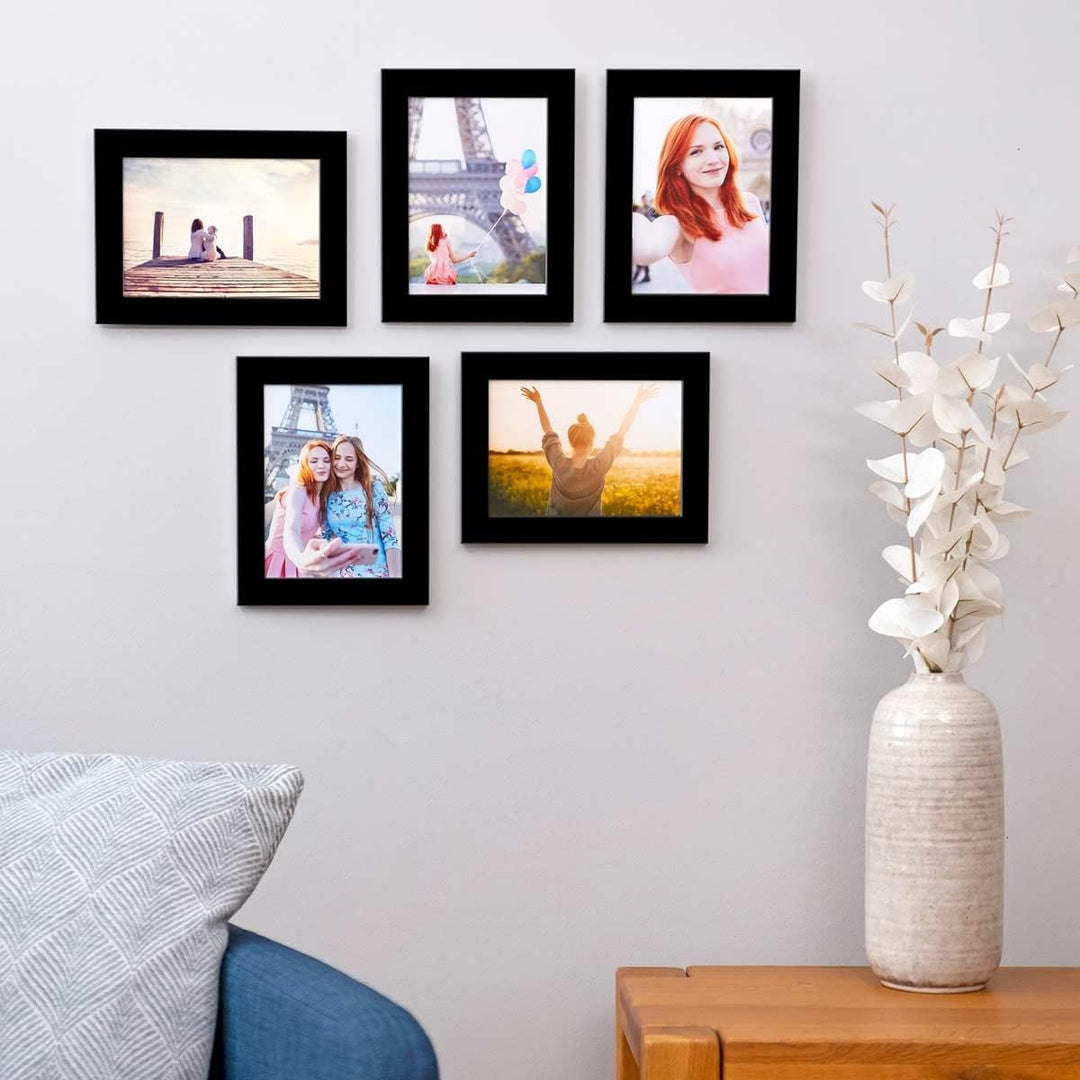 PHOTOLINI Bilderrahmen 13x18 Schwarz Holz MDF, 10er Set breite Bilderrahmen 18x13, Fotorahmen 13 x 1