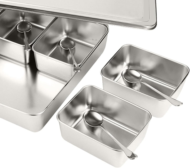 Hapivida Zutatenbehälter Pizza Edelstahl 453x300x68 mm 8 Gitter Gewürzbox Beilagenbehälter Gewürz Be