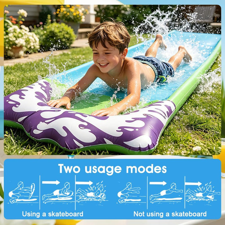 15.8 ft/480 Wasserrutsche Garten für Kinder, Wasserrutschmatte mit 2 Bodyboards, Rasenwasserrutschen