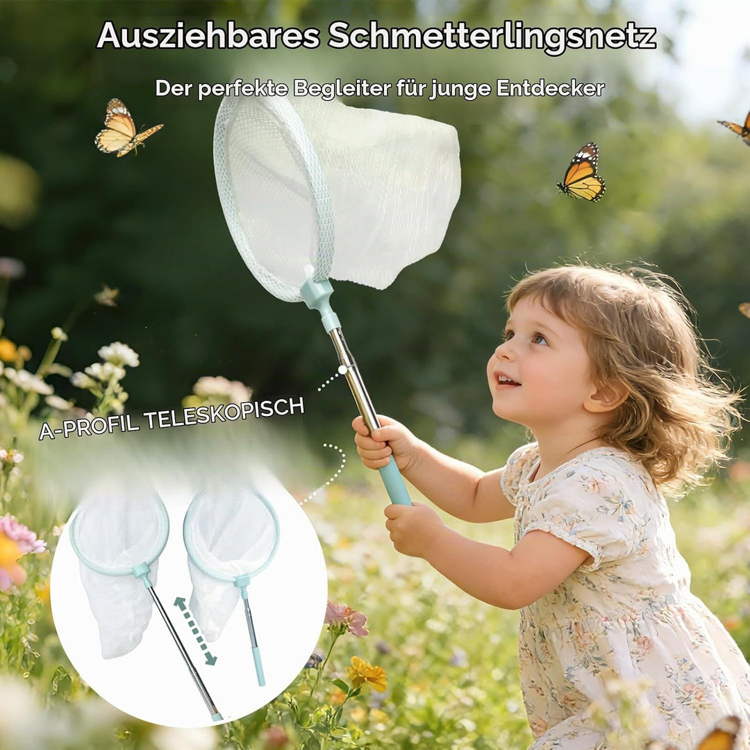 Kinder Abenteuer Entdecker Bug Set Outdoor Entdecker Set, mit Insektenbox, Schmetterlingsfangnetz, L