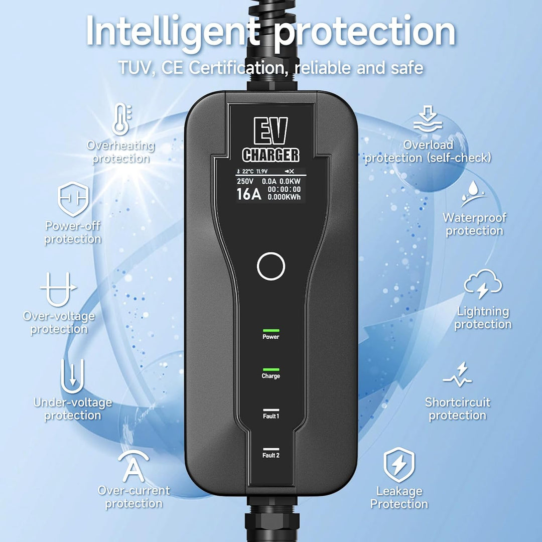 AFYEEV 3.6kw Ladekabel Typ 2, 6M Typ 2 Ladekabel, Ladekabel Elektroauto Typ 2 mit Schuko Stecker Ein