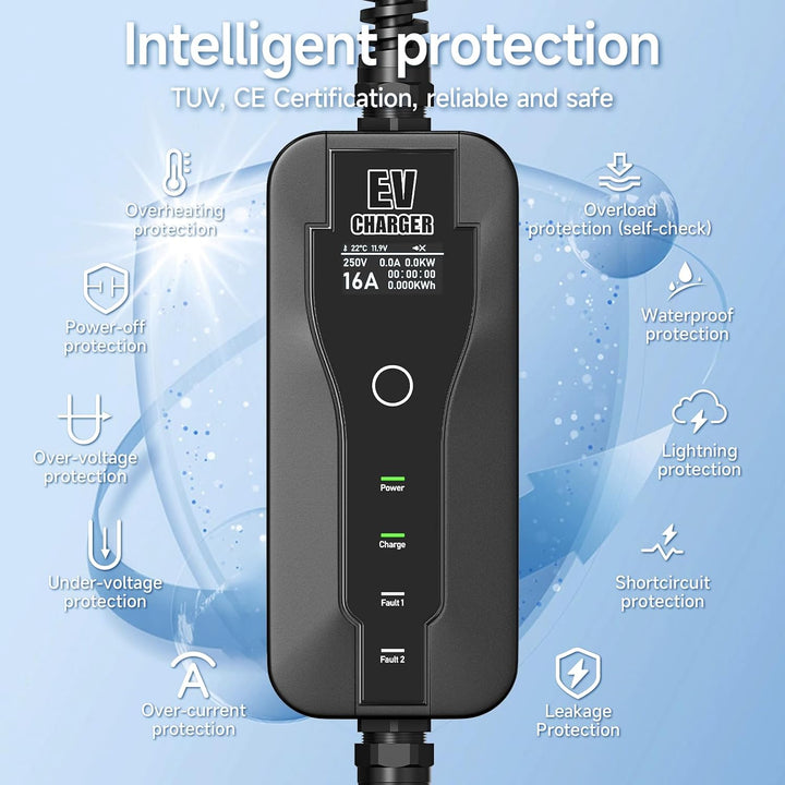 AFYEEV 3.6kw Ladekabel Typ 2, 6M Typ 2 Ladekabel, Ladekabel Elektroauto Typ 2 mit Schuko Stecker Ein