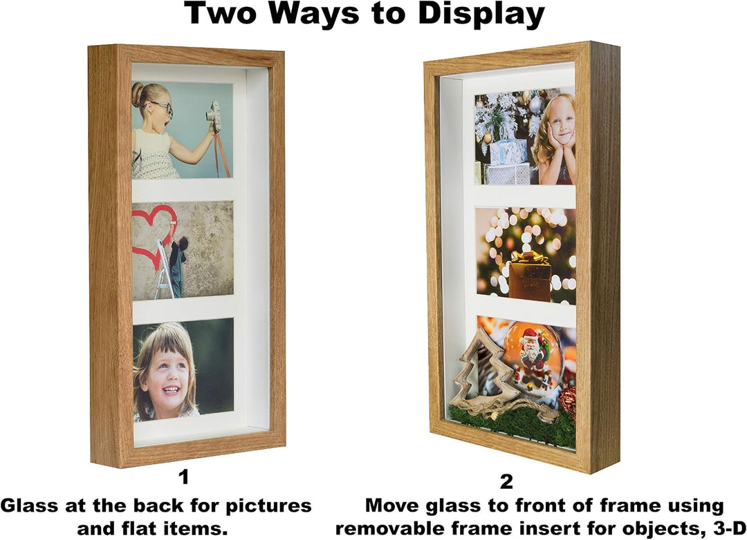 BD ART 18x35 cm 3D Box, Mehrfach Bilderrahmen, Bildergalerie, Fotogalerie mit Passepartout und 3 Fot