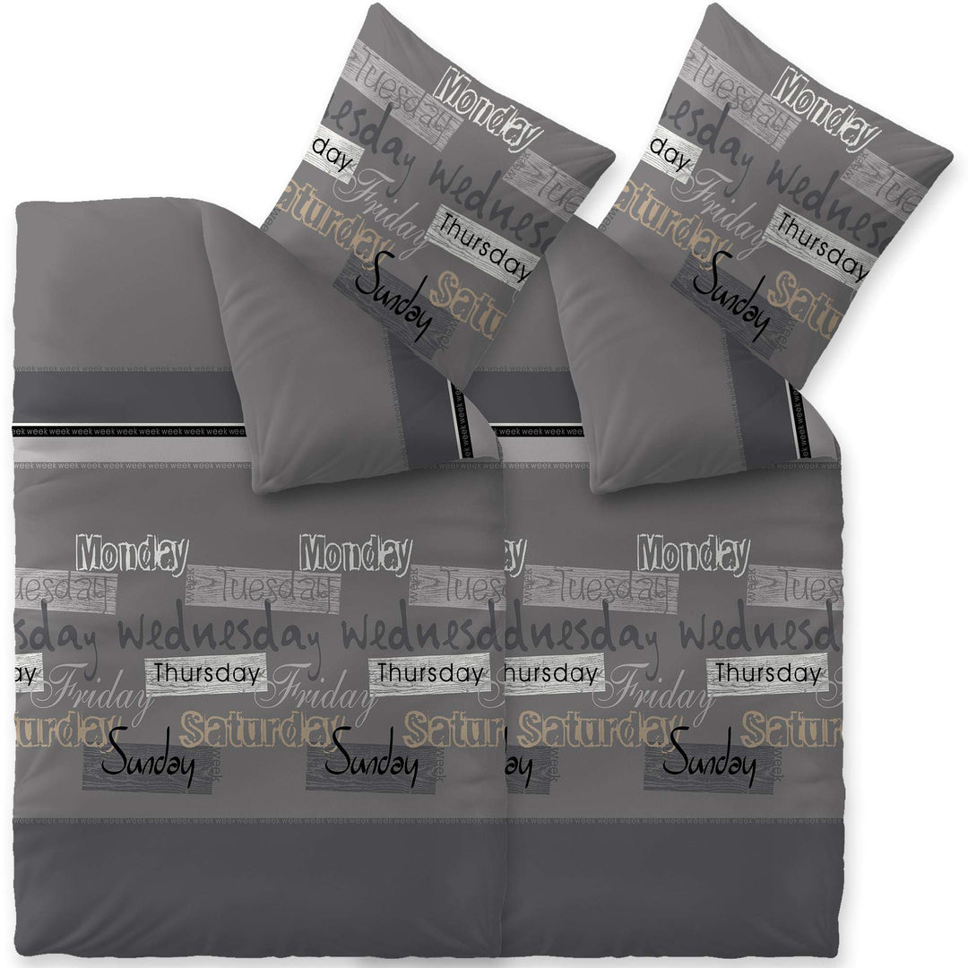 CelinaTex Touchme Biber Bettwäsche 135 x 200 cm 4teilig Baumwolle Bettbezug Carla grau anthrazit sch