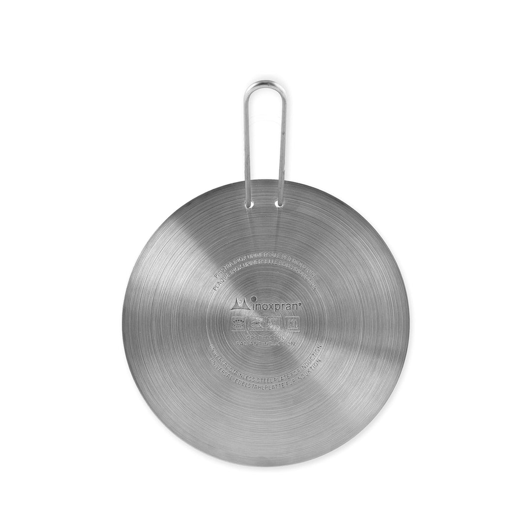 Inoxpran - Universal-Induktionsplatte, Edelstahl, Kochutensilien, 21x21x0,5 cm, Platte mit Griff für