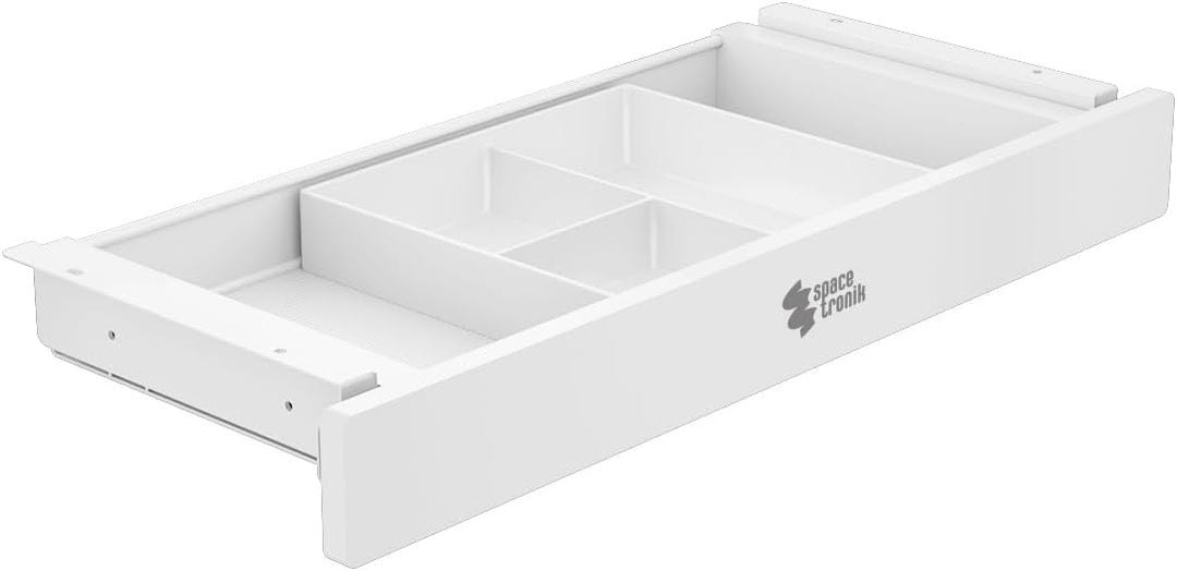 Spacetronik Schublade Unter Schreibtisch Weiss, Unterbauschublade mit 5 Fächern, stabile Untertisch