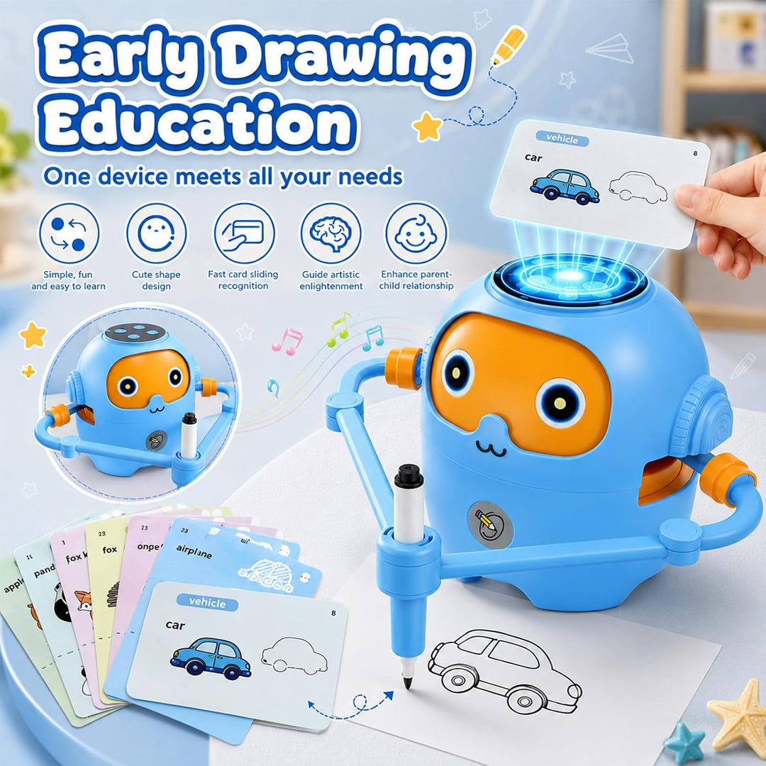 Zeichenroboter für Kinder mit 25 NFC Karten, 5 Stiften &amp; 12 Buntstiften