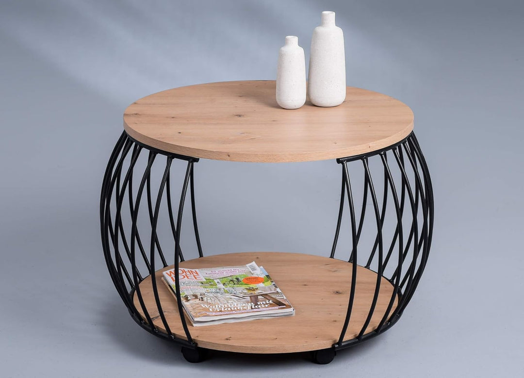 HomeTrends4You Peking 1 Couchtisch/Sofatisch, MDF, Höhe 47cm, Durchmesser 60cm Peking 1, Artisaneich