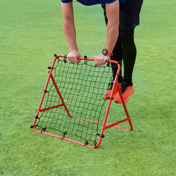 Fussball Rebound Netz Rebounder Faltbar Sports Prellwand aus Stahlrahmen Rot, 62cm x 62cm
