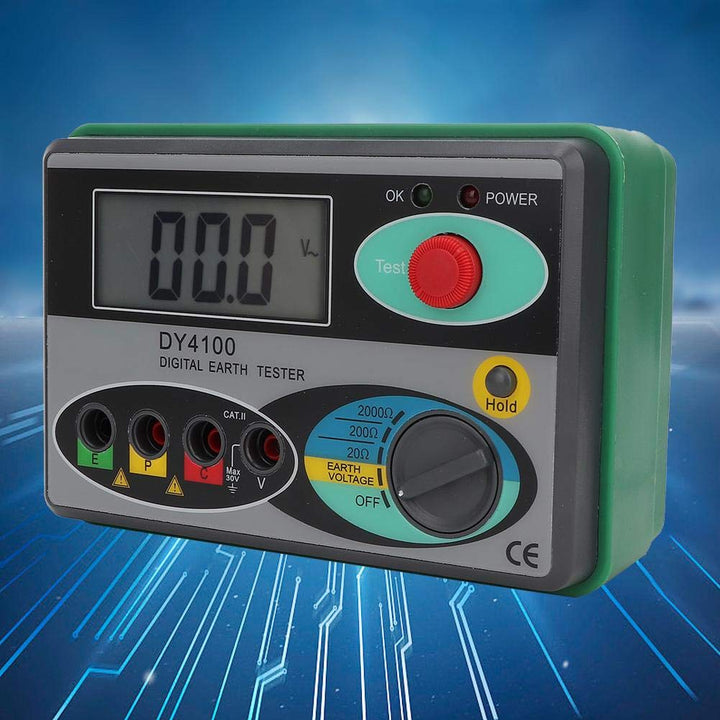 DY4100 Widerstandsmessgerät, Erdungs-Tester, Erdungswiderstand-Tester mit Messmeter, LCD-Display, Di