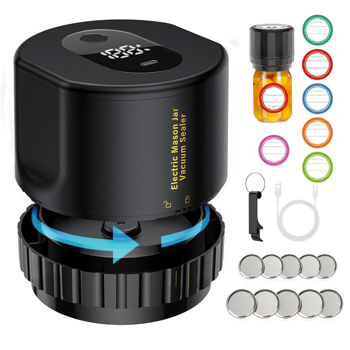 Mason Vakuumiergerät, Elektrisches Einmachglas-Vakuumierer-Kit für breite Öffnung und normale Öffnun