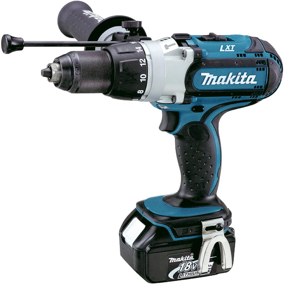 Makita Akku-Schlagbohrschrauber 3-Gang 18 V/5,0 Ah, 2 Akkus und Ladegerät im Makpac, DHP451RTJ mit 2