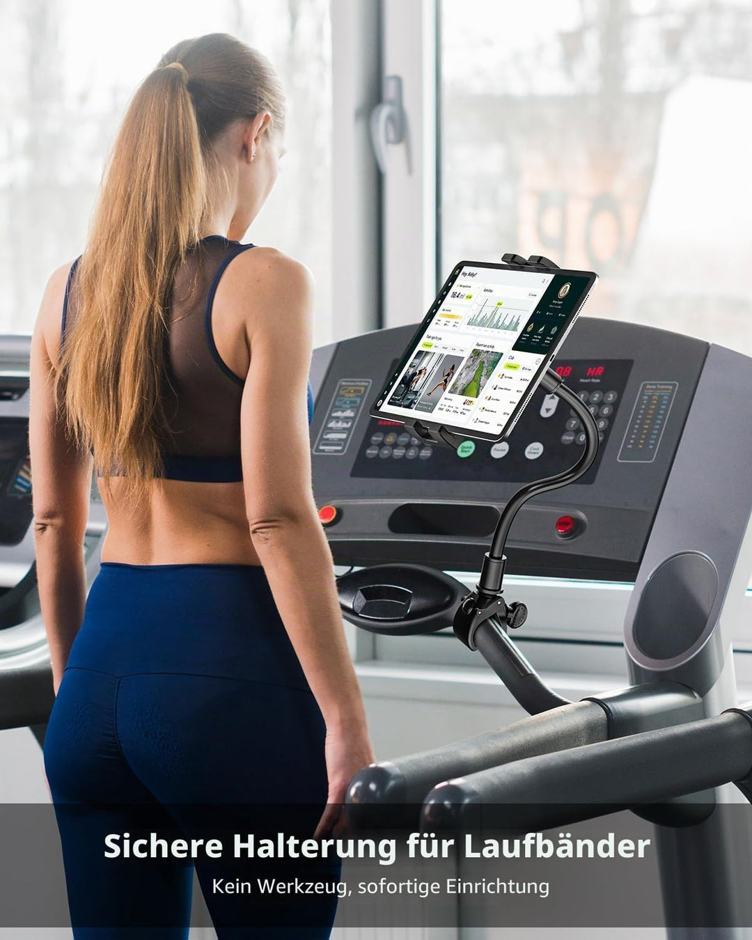 Oilcan Crosstrainer Tablet Halterung, Hometrainer Fahrradhalterung Tablet mit Verstellbare Lang Schw