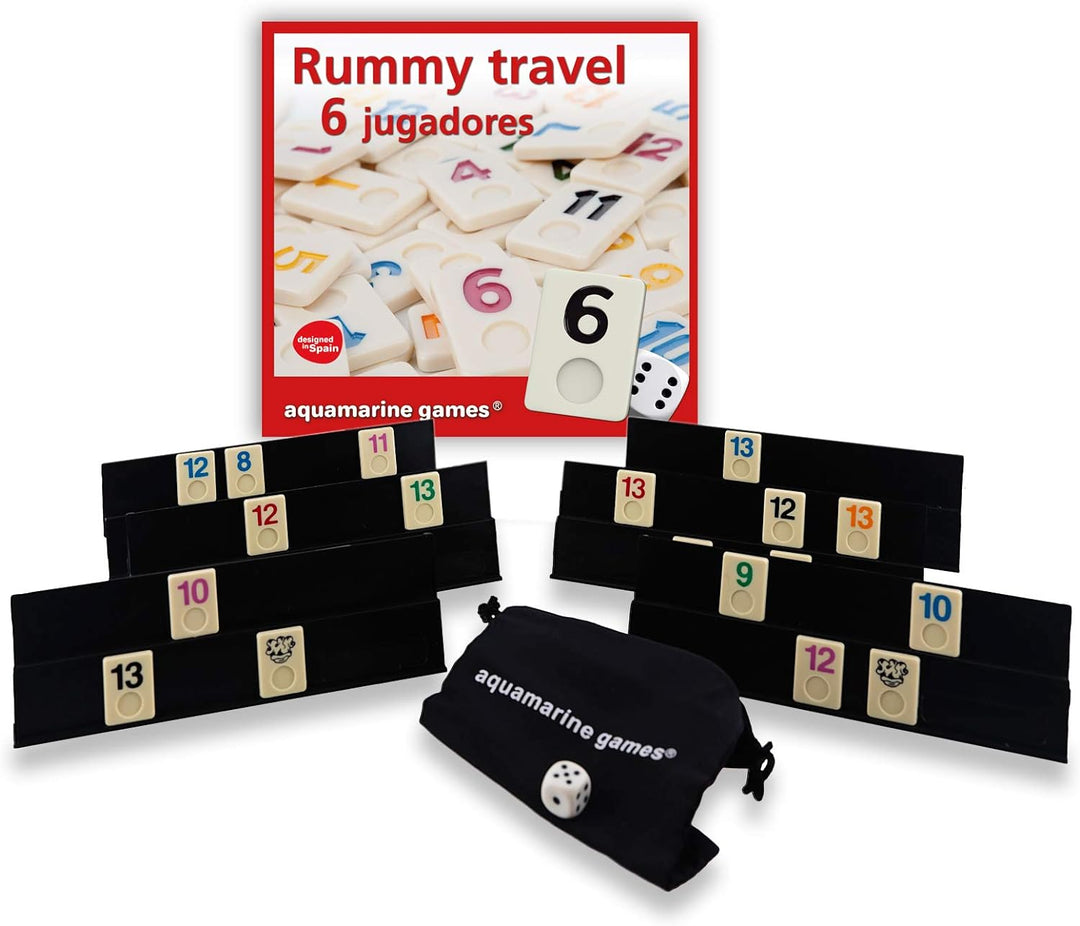 Aquamarine Games DO001 Rummy, Spiel für 6 Spieler, Modelle & - Rummy travel 6 Spieler, Mehrfarbig (D