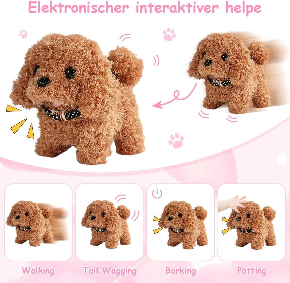 Plüsch Hund Spielzeug Kinder Elektronische Haustiere Hund der Läuft und Bellt mit Leine Interaktives