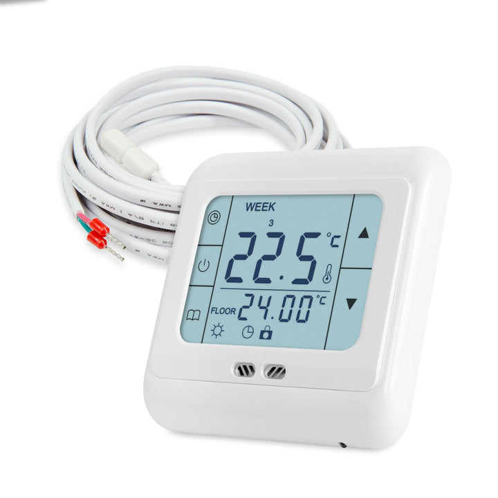 Digital Thermostat H3 + Touch-Screen Unterputz mit Fühler für Fussbodenheizung Weiss