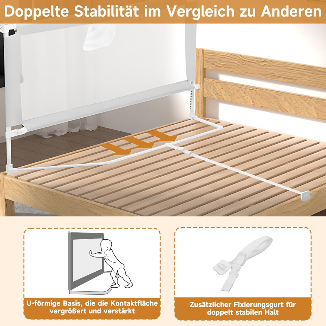 Bettgitter für Kleinkinder, 180cm Bettschutzgitter Kinderbettgitter für Kinder Babybettgitter Klappb