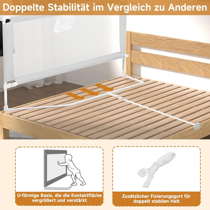 Bettgitter für Kleinkinder, 180cm Bettschutzgitter Kinderbettgitter für Kinder Babybettgitter Klappb