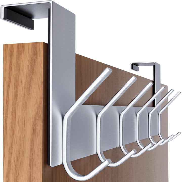 SKOLOO Türgarderobe zum Einhängen - für Türen bis 4,5 cm Dicke, Edelstahl Türhakenleiste mit 6 Haken