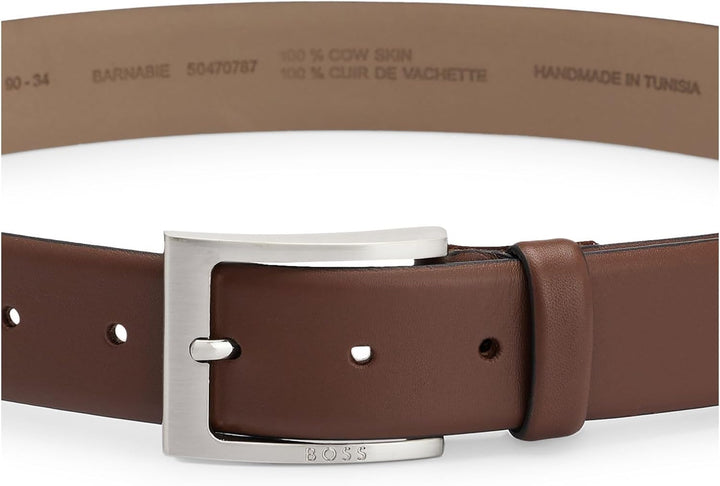 BOSS Herren Barnabie Gürtel aus Nappaleder mit Dornschliesse 95 New - Medium Brown217, 95 New - Medi