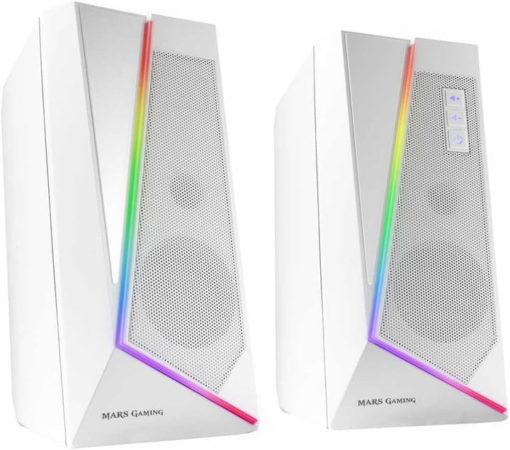 Mars Gaming MS7W, RGB Lautsprecher, Bluethooth 5.0 + Jack 3.5, DSP Sound 20W, Weiss, MS7W