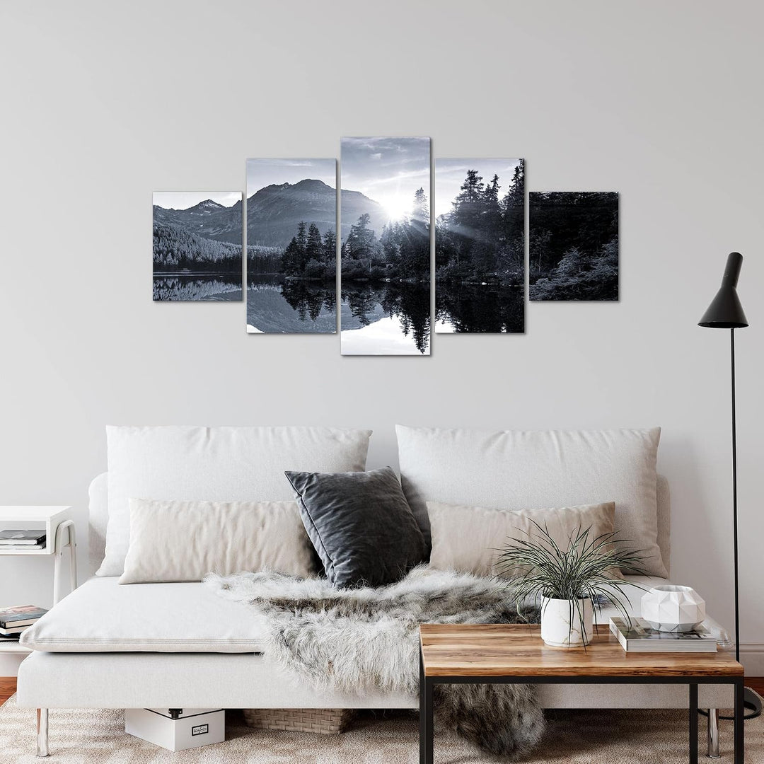 Runa Art Wandbilder Natur Sonnenaufgang 5 Teilig Bild auf Vlies Leinwand Deko Schlafzimmer Wohnzimme