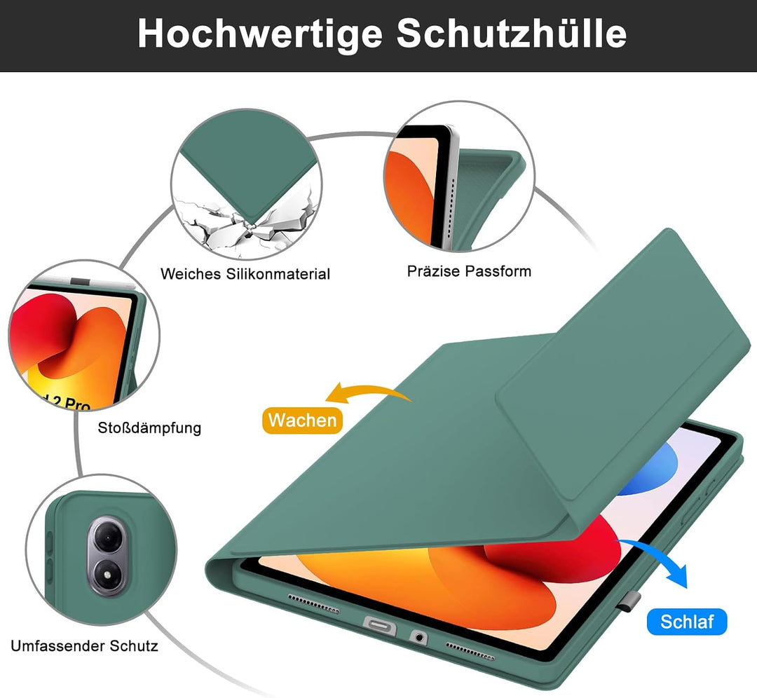 Tastatur Hülle für XIAOMI REDMI Pad 2 Pro 12.1"/Xiaomi Redmi Pad Pro 12.1", QWERTZ Deutsches Magneti