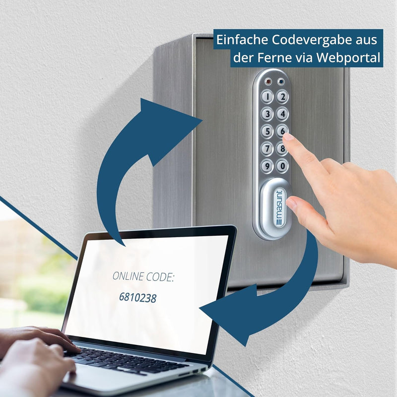 masunt Schlüsseltresor 2140 E Code | Innovative Online-Codevergabe aus der Ferne | digitaler Schlüss