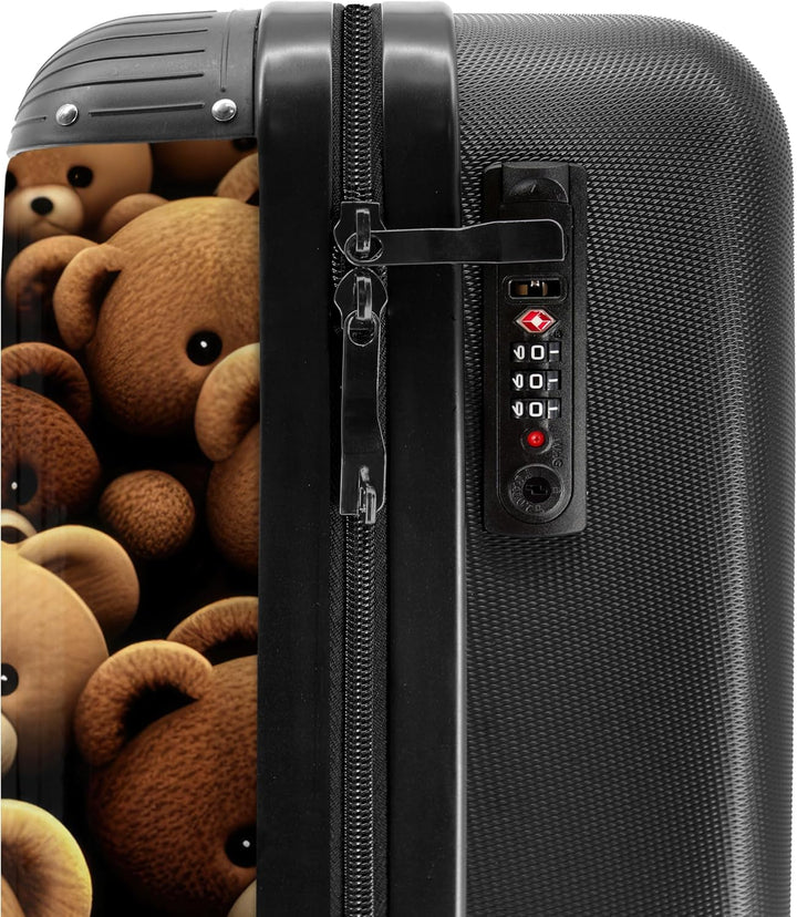 NoBoringSuitcases.com® Koffer Handgepäck Trolley Rollkoffer Kleine Reisekoffer mit 4 Rollen - Teddyb