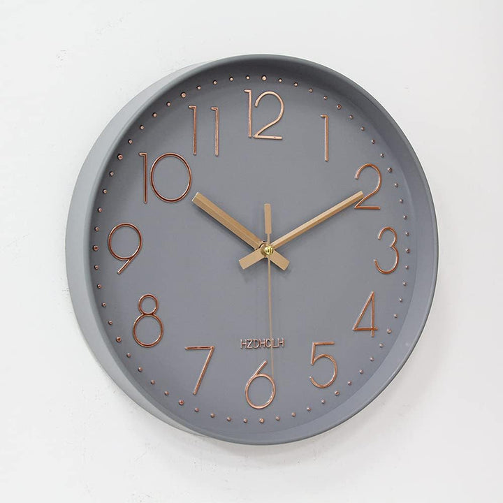 HZDHCLH 30cm Gross Wanduhr lautlos ohne Ticken für Zuhause, Küche, Büro und Schule (Aschgold), Aschg