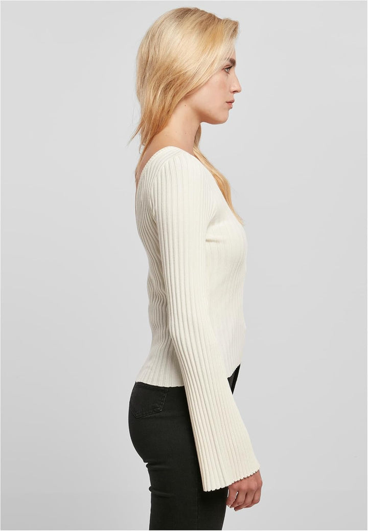 Urban Classics Damen Ladies Short Rib Knit One Sleeve Sweater Sweatshirt S Whitesand, S Whitesand