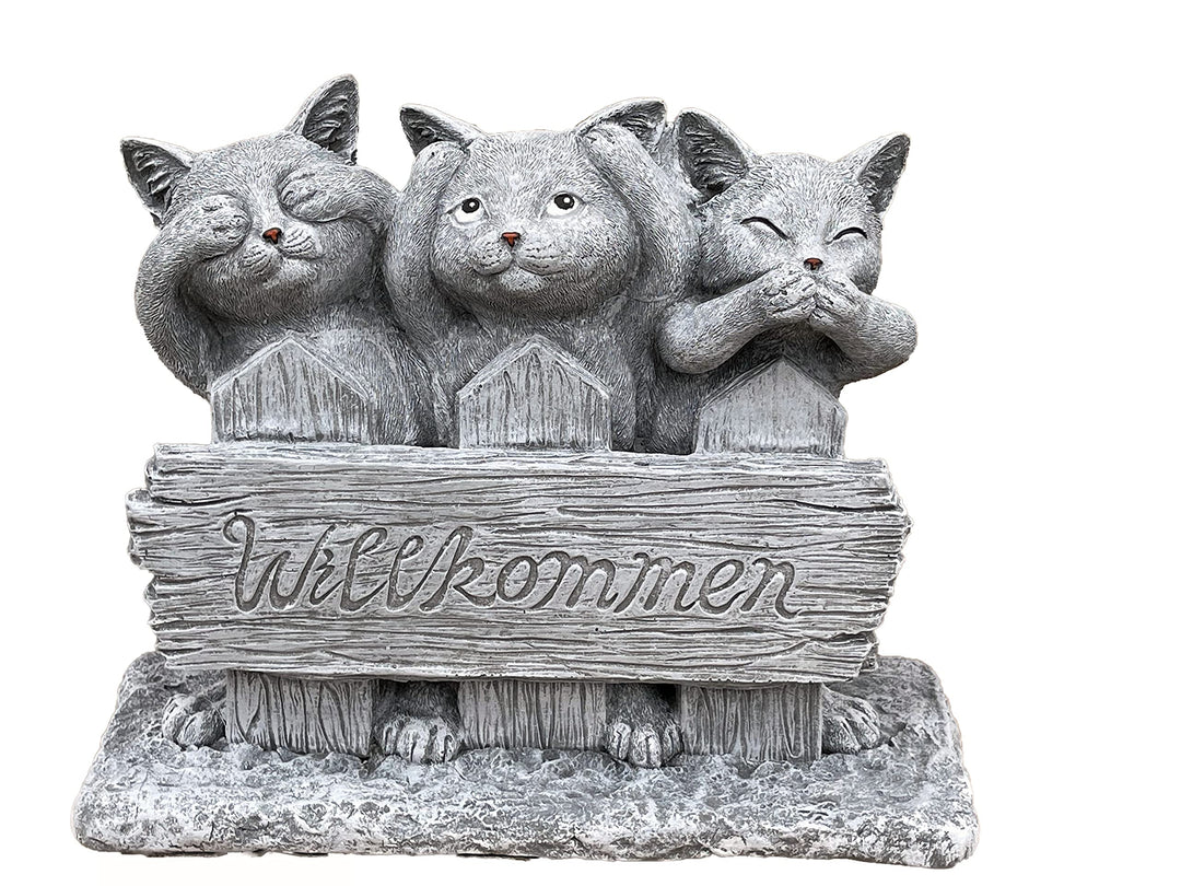 Stone and Style Steinfigur 3 Katzen Willkommen frostfest Gartenfigur ca. 8,1 kg