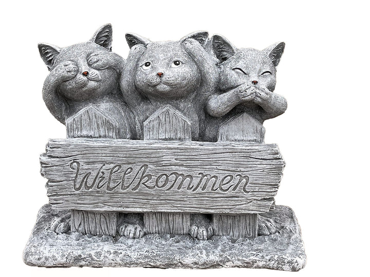 Stone and Style Steinfigur 3 Katzen Willkommen frostfest Gartenfigur ca. 8,1 kg