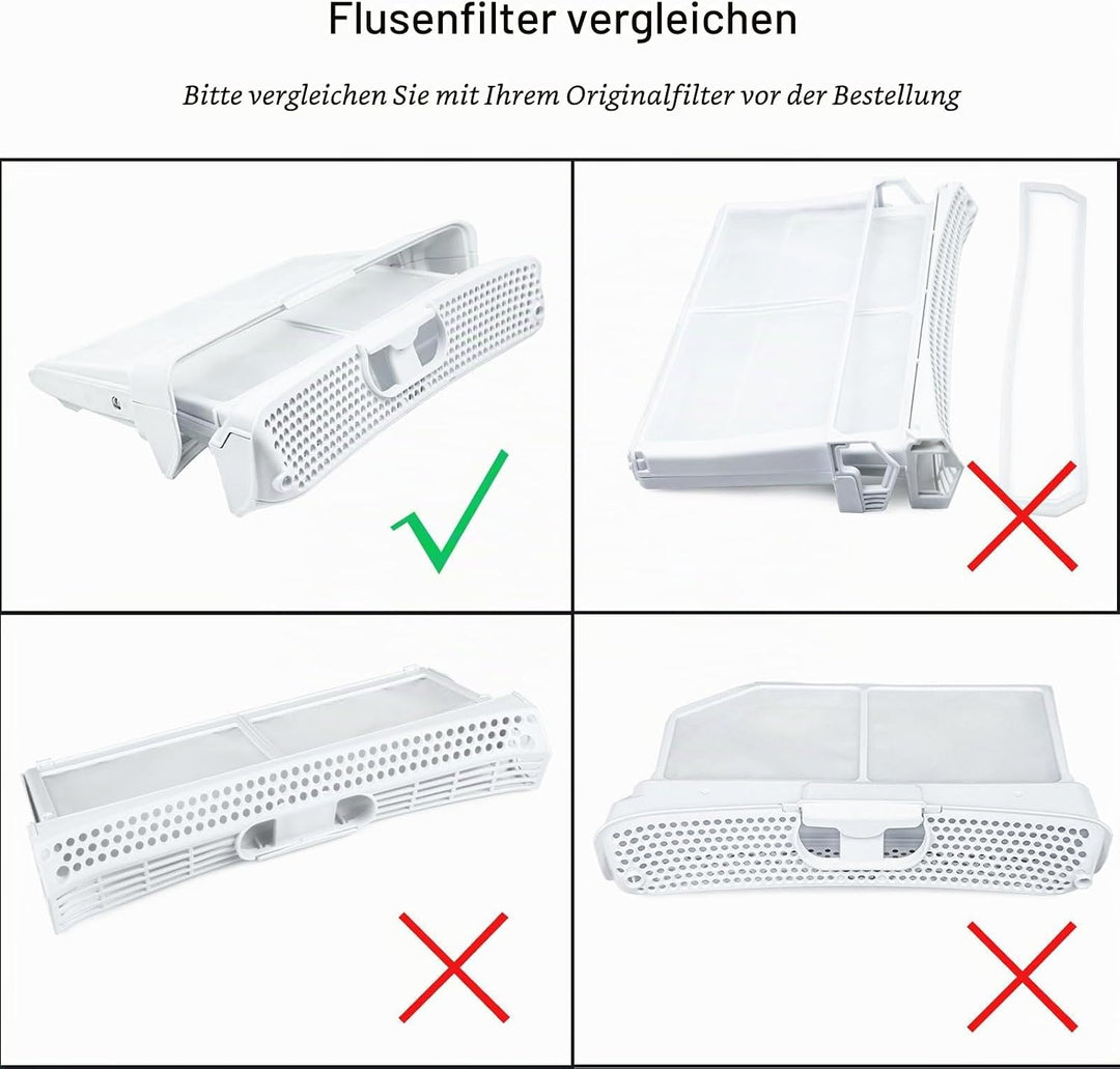 Doppelter Flusenfilter kompatibel mit Siemens Neff Bosch Constructa Balay Avantixx EcoLogixx iSensor