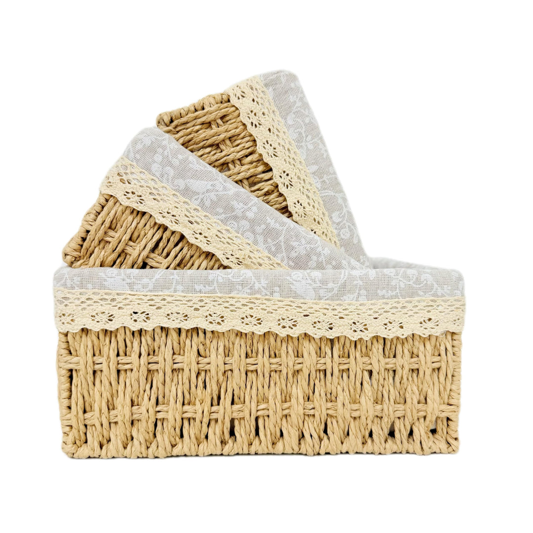 Aufbewahrungskorb Korb Geflochten, Körbe Aufbewahrung Bad Wickeltisch Organizer Flechtkorb 3er-Set,
