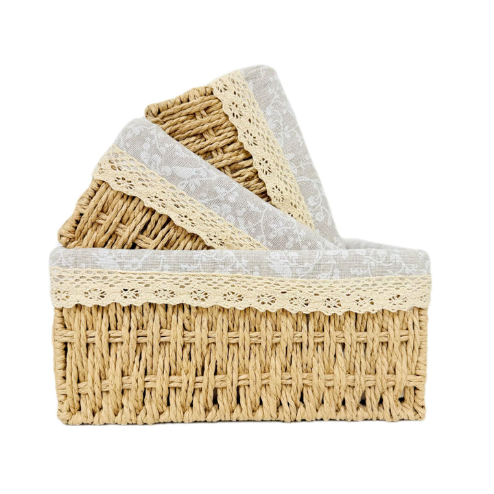Aufbewahrungskorb Korb Geflochten, Körbe Aufbewahrung Bad Wickeltisch Organizer Flechtkorb 3er-Set,