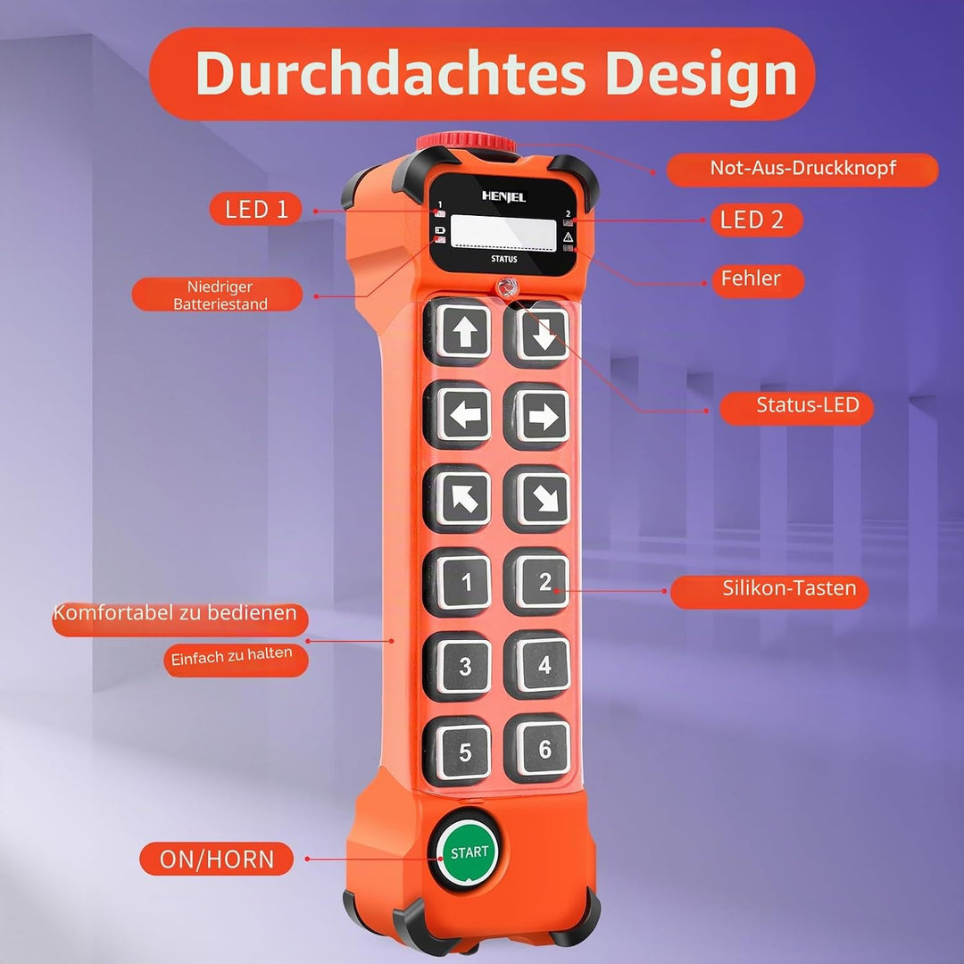 H112 Industrielle Funkfernbedienung Kräne 12-65V 2T1R | 12-Tasten-Multifunktionsfernbedienung für Tu