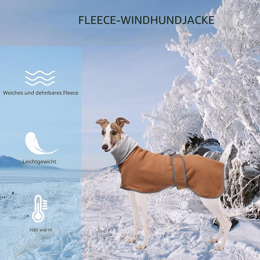 Geyecete Fleece Hundemantel Pullover für Windhunde,Whippet Winterjacken Rollkragen Warmes Verstellba