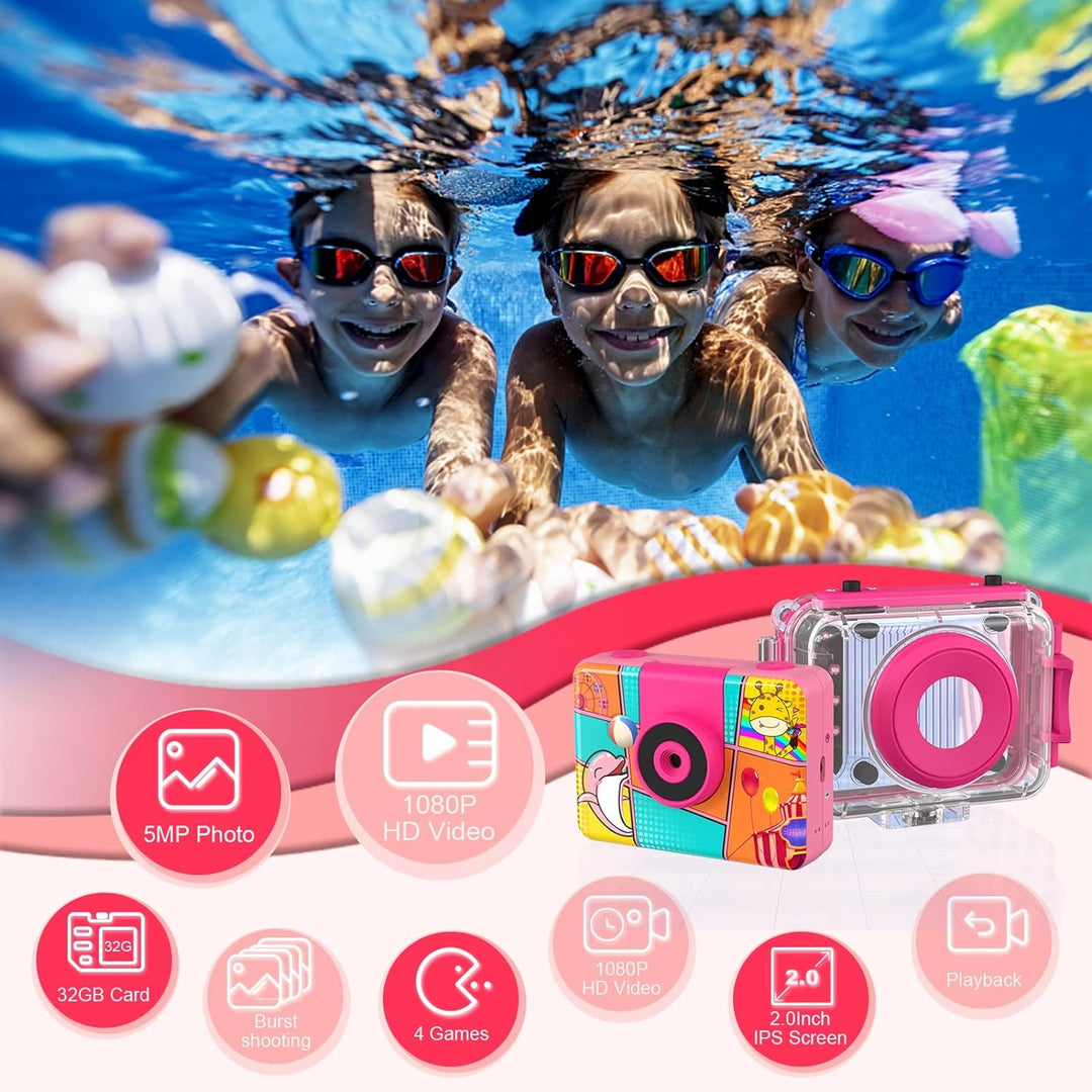 CHAKEYAKE Kinderkamera, 20MP 1080P HD Kinder Kamera Unterwasser, Digitalkamera Unterwasserkamera Kin