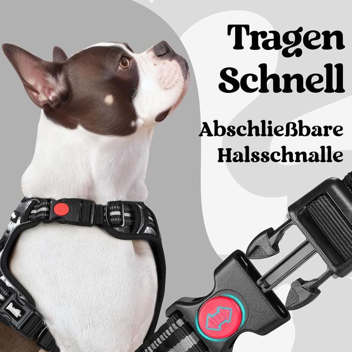 rabbitgoo Hundegeschirr Grosse Hunde Leichtes Anlegen, XL, Bergschwarz | Anti Zug, Ohne Kopfdurchzug