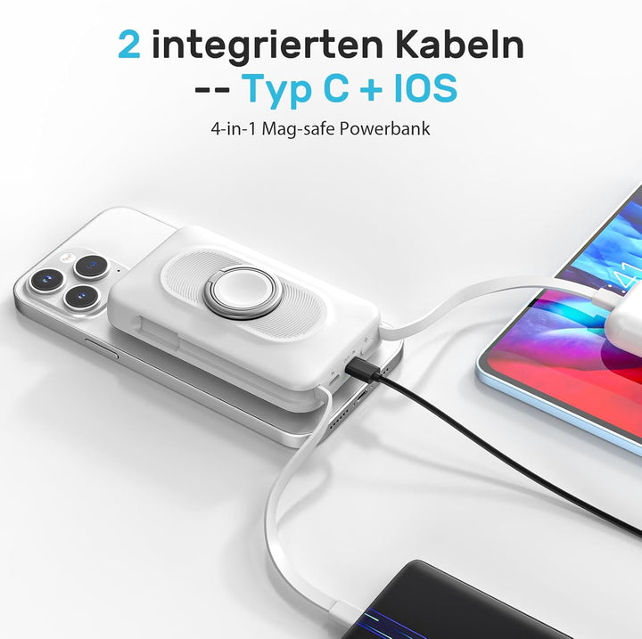 Powerbank für Magsafe 20000mAh 22.5W Magnetische Power Bank 4-in-1 Schnellladen mit Type-C/IOS Kabel