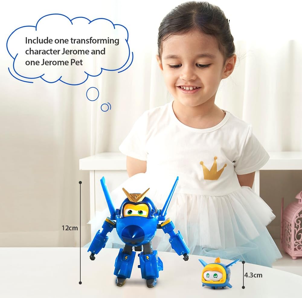 Super Wings Transforming Jerome & Pet, Transformer Roboterfiguren, Spielzeug für Jungen und Mädchen
