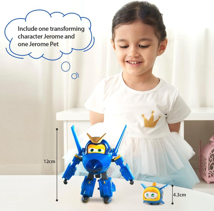 Super Wings Transforming Jerome & Pet, Transformer Roboterfiguren, Spielzeug für Jungen und Mädchen