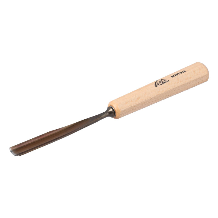 STUBAI Stemmeisen Stechbeitel Serie 52 - Form 7 | Gerades Hohleisen - 14 mm, mit Holzgriff, für Figu