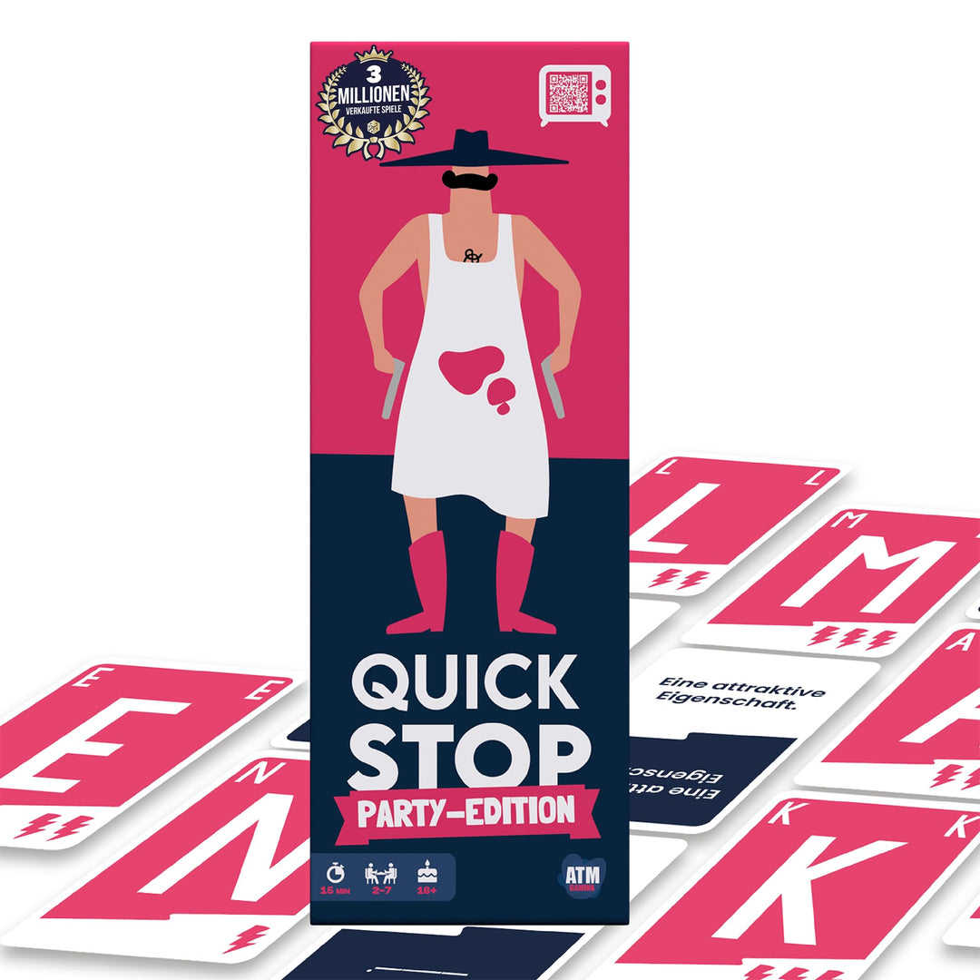 ATM Gaming Quickstop - Das Buchstaben-Duell - Party-Edition - Kartenspiel für Jugendliche und Erwach