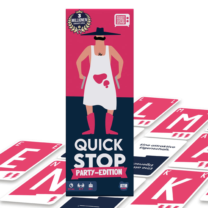ATM Gaming Quickstop - Das Buchstaben-Duell - Party-Edition - Kartenspiel für Jugendliche und Erwach