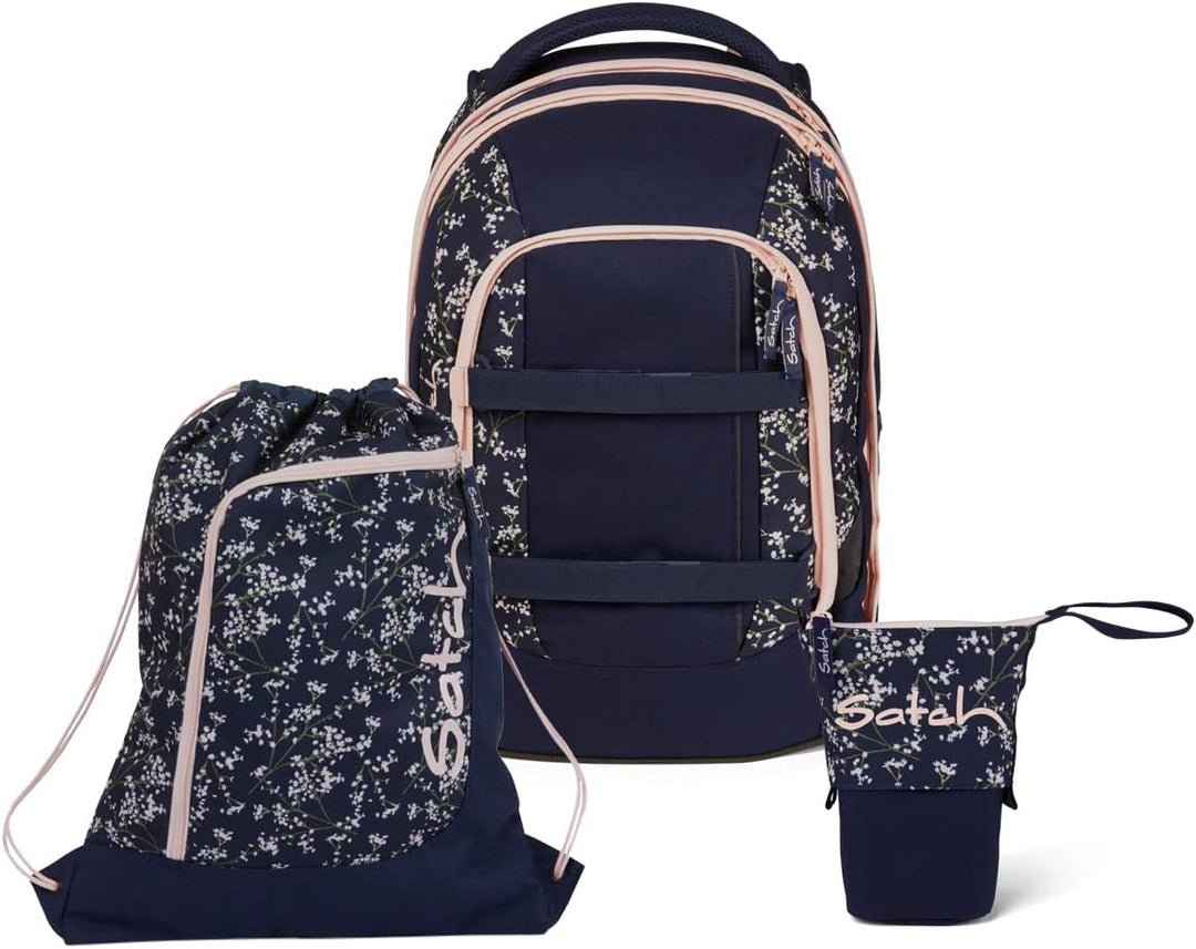 satch Pack Pencil Slider Light Edition Schulrucksack Set 3tlg. mit Sportbeutel (Bloomy Breeze), Bloo
