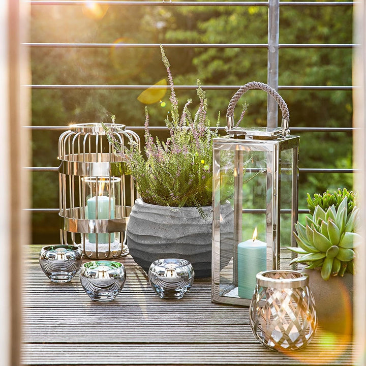 Fink Sevilla Laterne, Glas, Silber, 24cm 24cm Silber, 24cm Silber