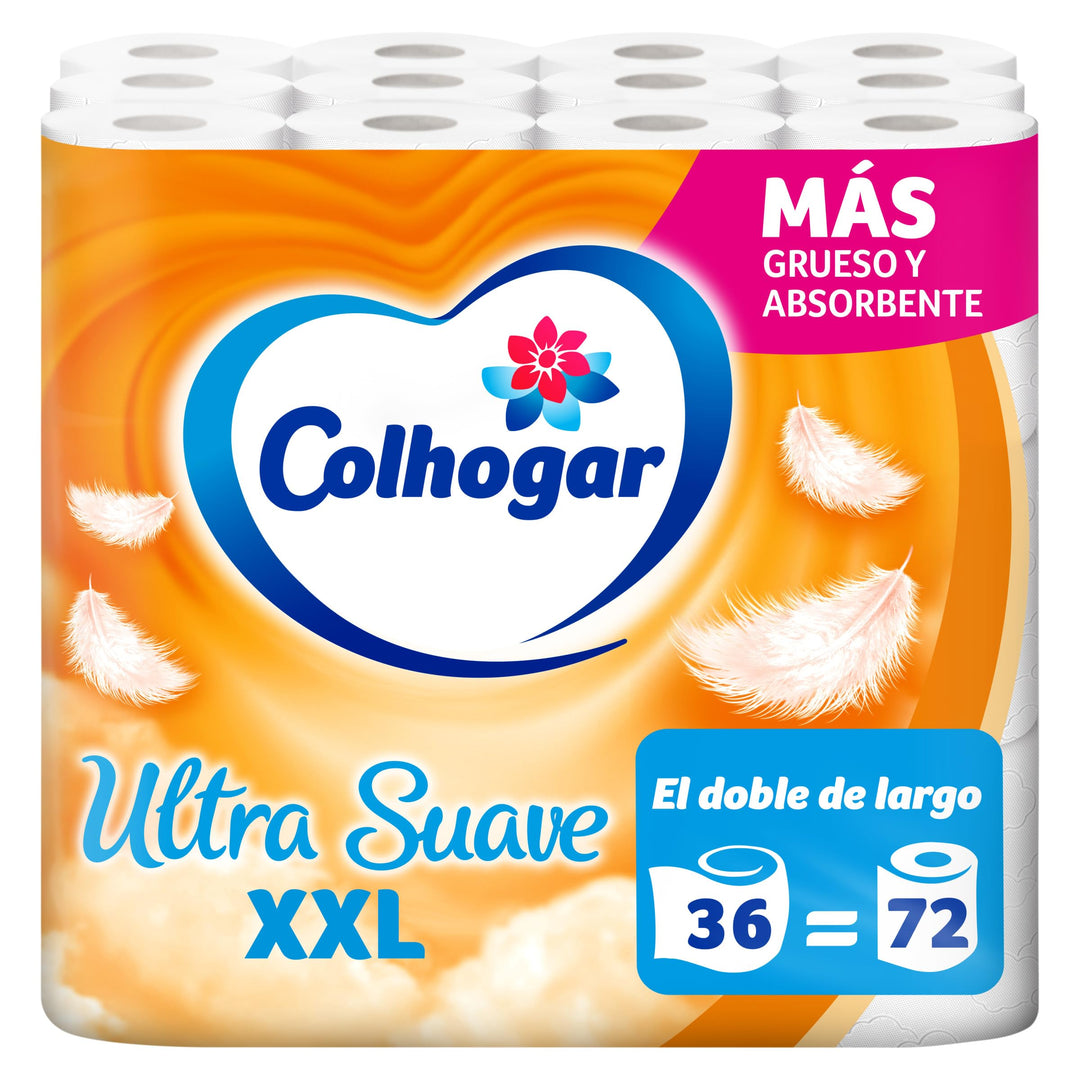 Colhogar Weiches XXL, 5 x 12, weiches Toilettenpapier, Packung mit 60 extra grossen Rollen, 2-lagig,