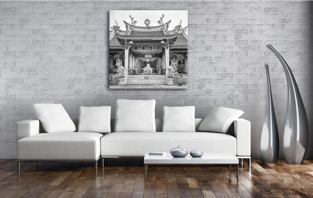 deyoli beeindruckender Tempel in Thailand Format: 70x70 Effekt: Schwarz&Weiss als Leinwandbild, Moti
